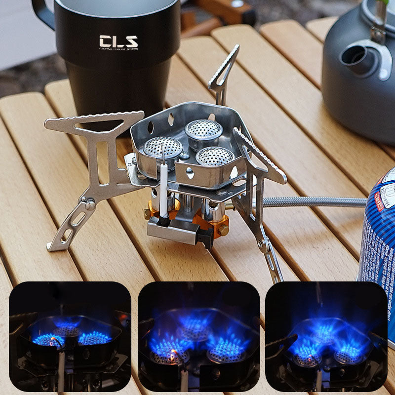 3-Head Windproof Camp Stove — Portable Gas Burner