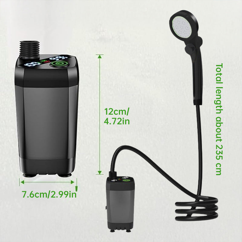 Portable Camp Shower — 6000mAh, Digital Temp Display