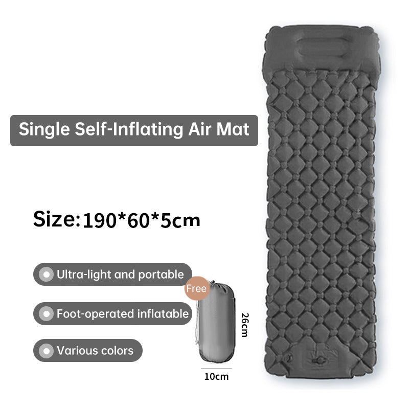 CampKitZone Double Inflatable Sleeping Pad with Built-In Pillow & Pump — Camping, Backpacking & Hiking Mat