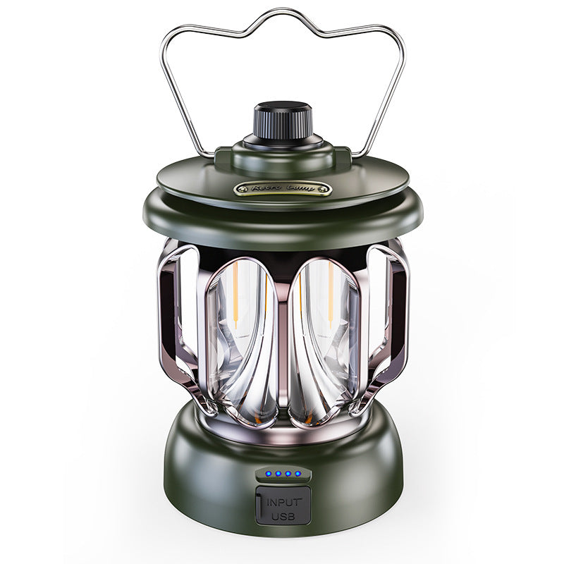 Retro LED Camping Lamp — Rechargeable, Long Battery Life
