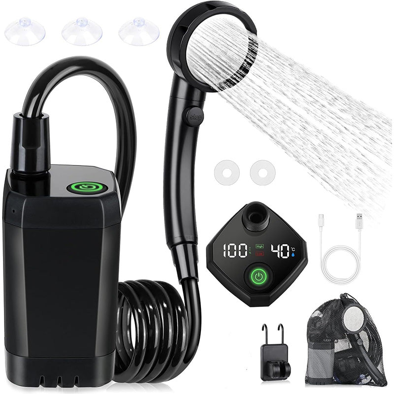 Portable Camp Shower — 6000mAh, Digital Temp Display