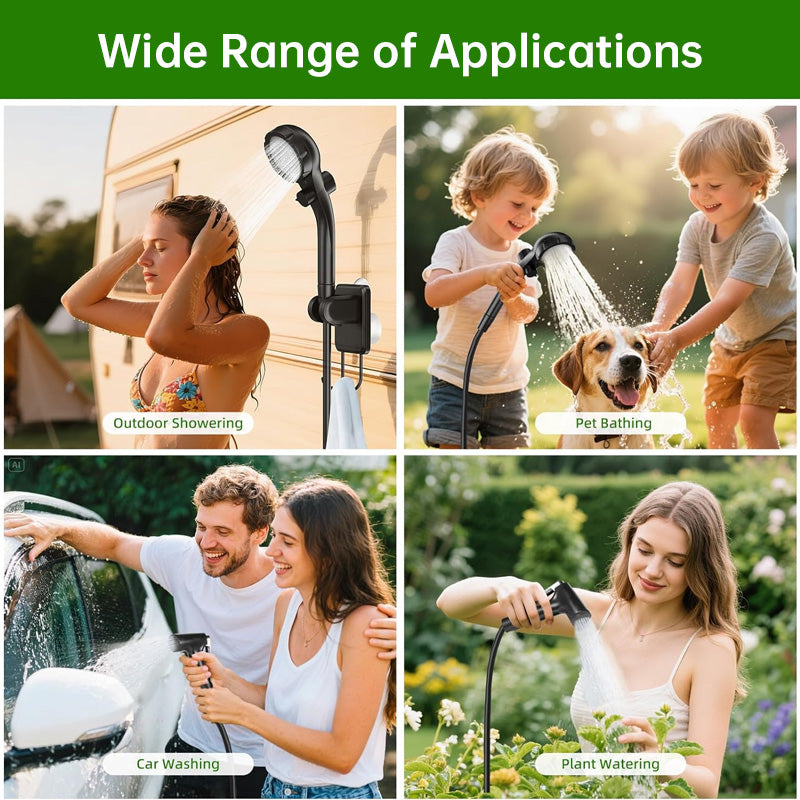 Portable Camp Shower — 6000mAh, Digital Temp Display