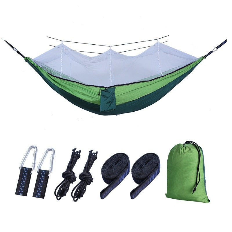 Anti-Mosquito Camping Hammock — 210T Nylon, 4 Colors